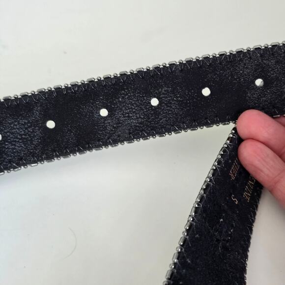 Vintage Western Bling Belt Women\'s Sm Black Leather Faux Marcasite Bead Cowgirl main image 6